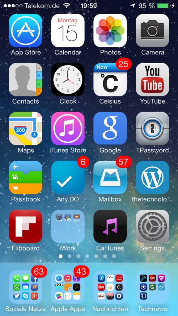 Homescreen in iOS7