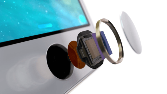 Das Touch ID System im iPhone 5S. Quelle: Apple All rights reserved by Apple Inc.