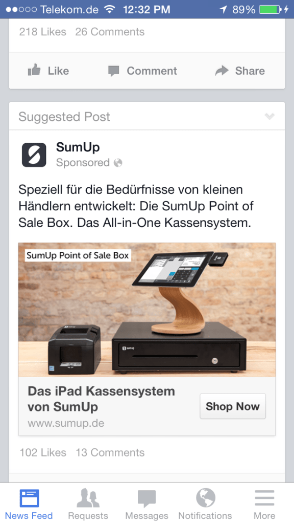 Werbung, wie sie aktuell in der App Präsentiert wird.