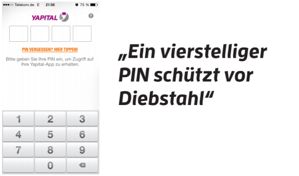 Kapital wird von einem PIN geschützt.